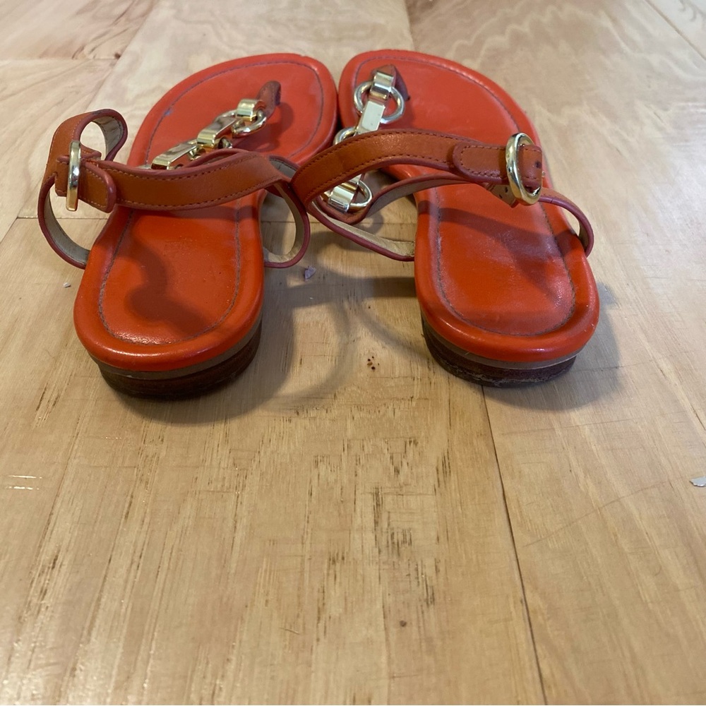 Michael Kors Rust Orange Leather Sandals Size 7
